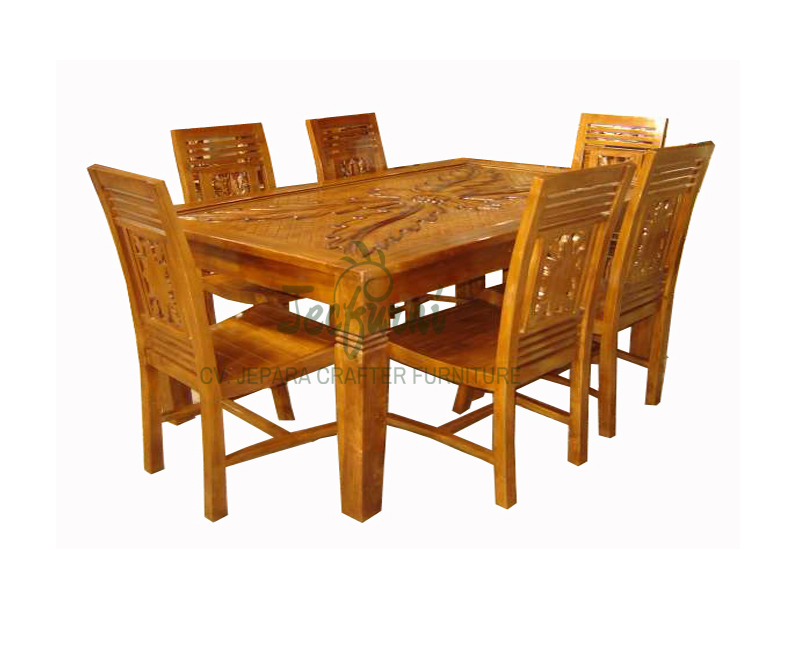 Teak Wood Dining Table With Chairs, Indonesian Dining Room Tables
