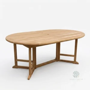 Bristol folding oval teak dining table made from solid Indonesian teak for outdoor dining furniture