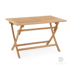 Harlington folding rectangular teak dining table made from solid Indonesian teak for outdoor furniture