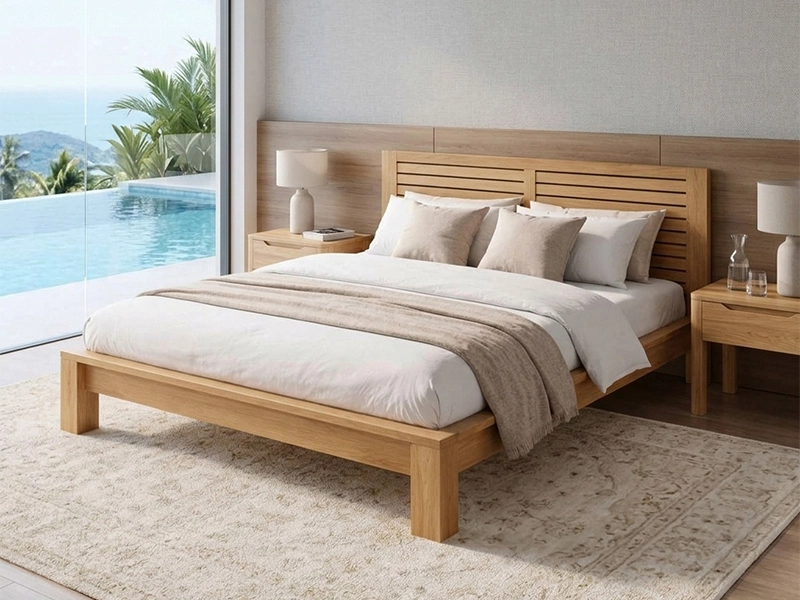 Custom teak bedroom furniture for hotel and villa projects
