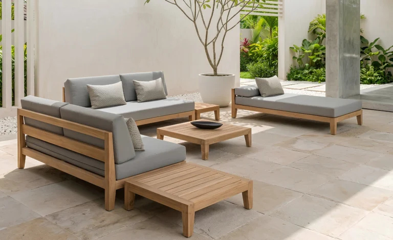 Solid teak outdoor lounge furniture for resort and villa projects