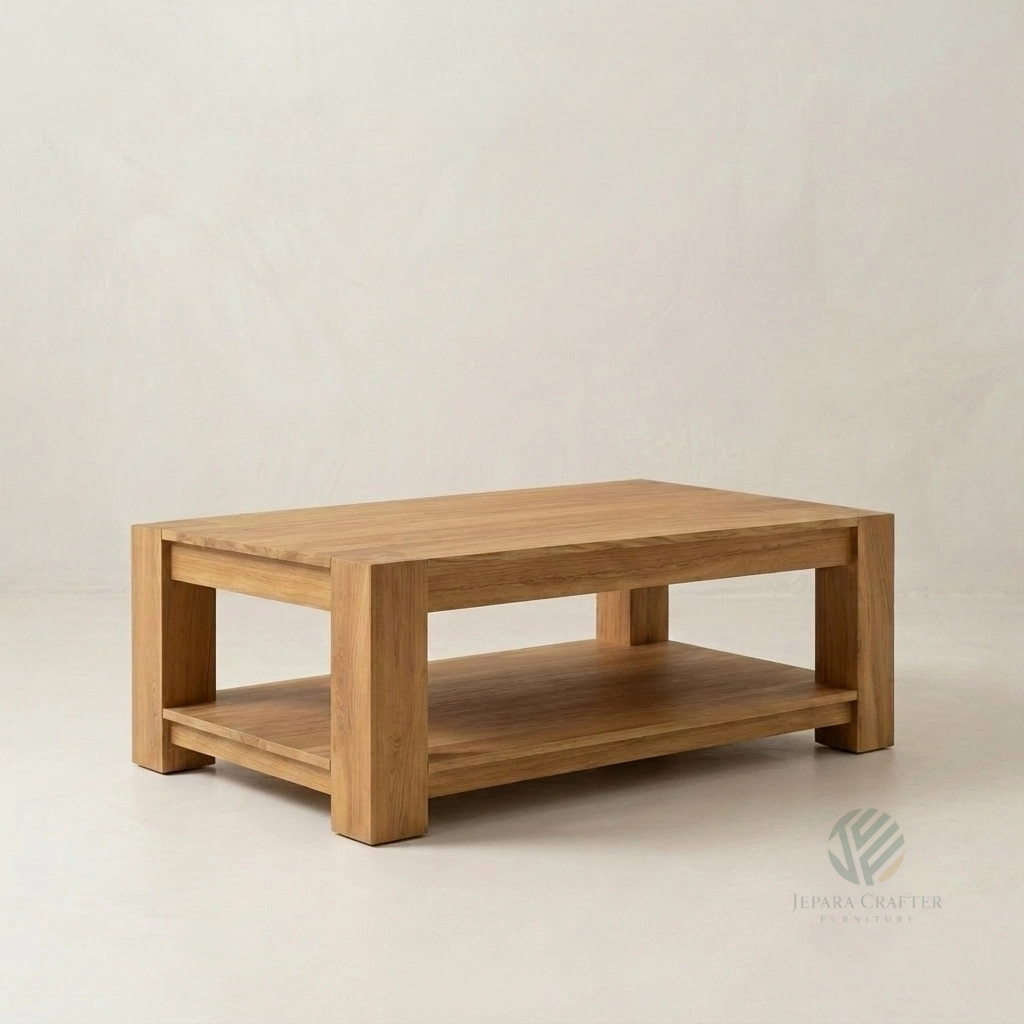 Alden Teak Coffee Table handcrafted by Jepara furniture manufacturer Indonesia for residential and hospitality interiors