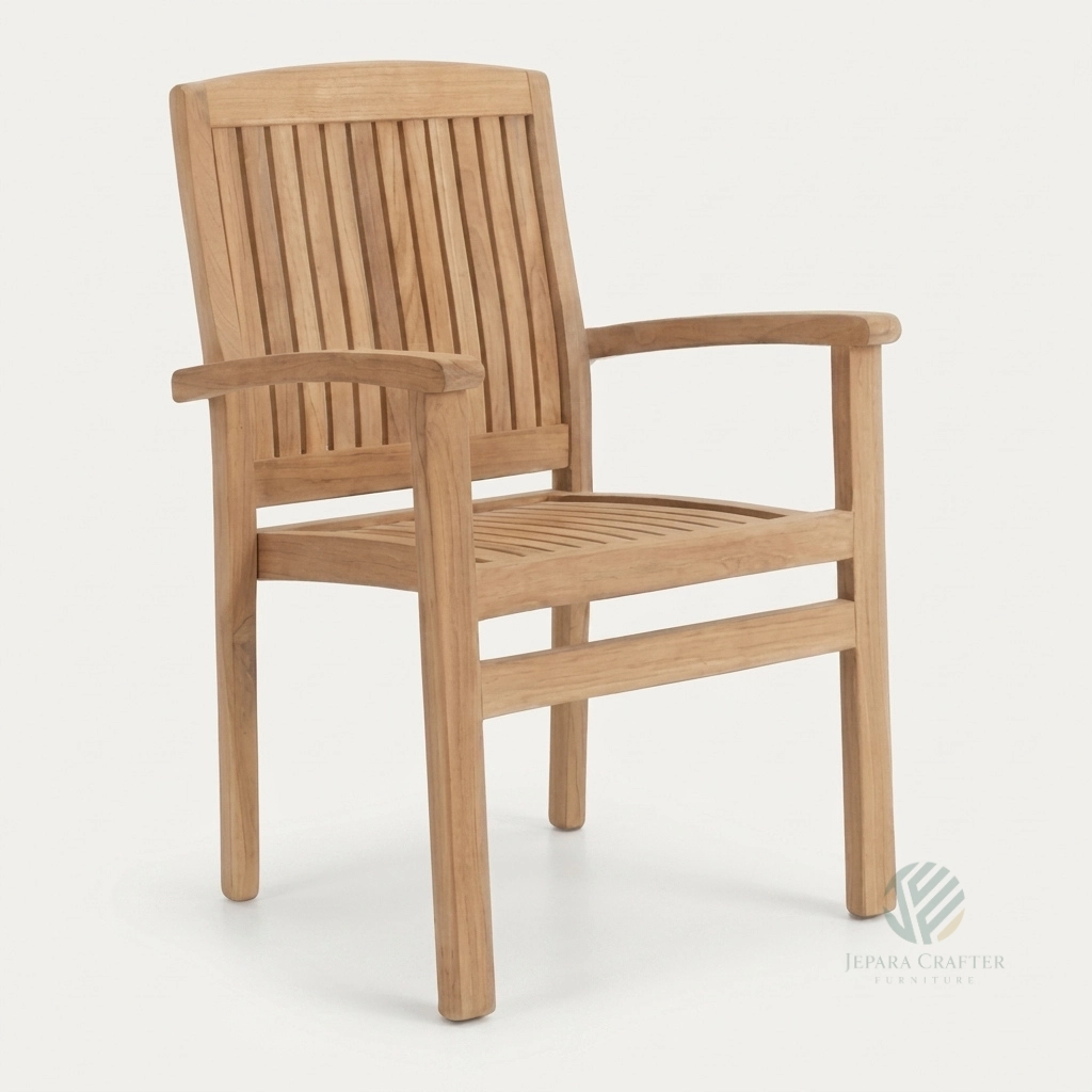 Aspen stacking teak armchair made from Indonesian solid teak for garden and patio furniture