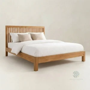 Ava teak bed frame made from solid teak wood for elegant bedroom arrangements