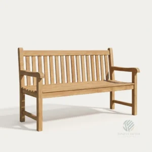 Cambridge teak garden bench made from solid Indonesian teak for outdoor patio and garden furniture