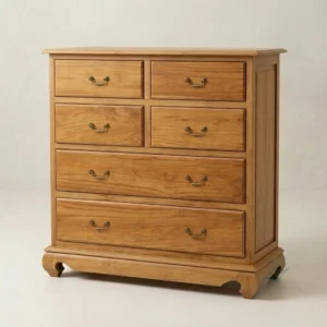 Felix teak dresser handcrafted with solid wood drawers and natural teak character