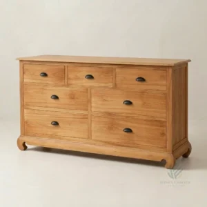 Hugo teak dresser with contemporary wooden design and functional storage drawers
