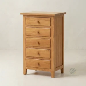 Ivy solid teak chest of drawers with compact storage design and natural wood texture