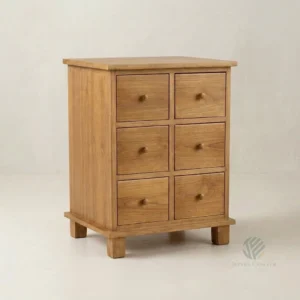 Jasper teak chest of drawers with handcrafted solid wood construction and elegant storage design