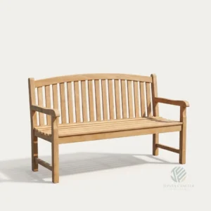 Kensington teak garden bench crafted from solid Indonesian teak wood for outdoor furniture settings