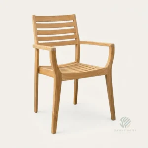 Laguna stacking teak armchair with solid teak frame designed for outdoor furniture collections