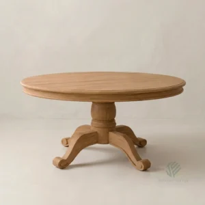 Classic round solid teak dining table
