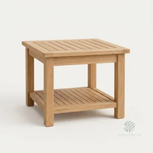 Marbella teak side table with lower shelf made from solid Indonesian teak wood
