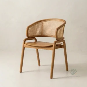 Nolan solid teak dining chair with contemporary wooden frame designed for dining interiors