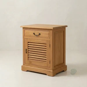 Nova solid teak nightstand with contemporary frame style for modern bedroom settings