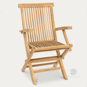 Palermo folding teak armchair with arms handcrafted from solid Indonesian teak wood
