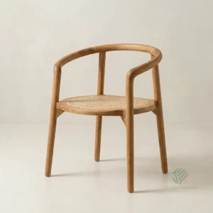 Piper teak dining chair featuring handcrafted teak frame and relaxed seating proportions
