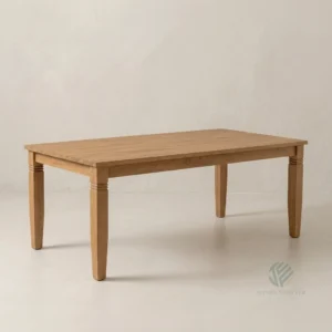 Rectangular teak dining table with contemporary frame