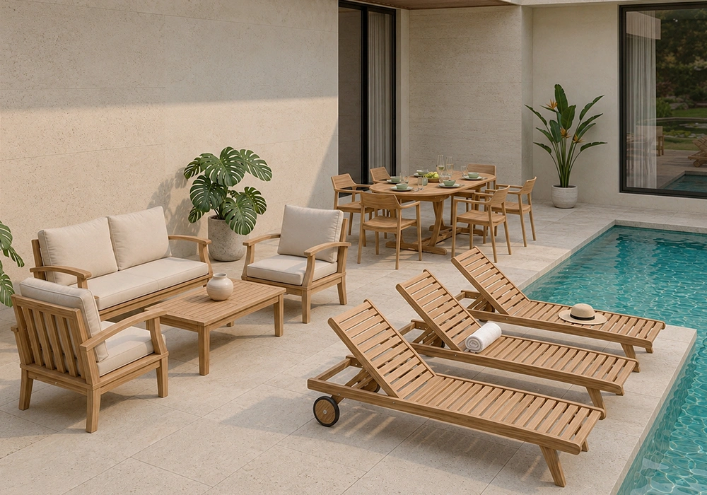 teak outdoor furniture pool sun lounger