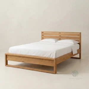 Vela solid teak bed with elegant frame construction for tropical bedroom interiors